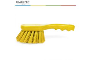Щетка HACCPER с короткой ручкой для мытья и оттирки, жесткая, желтая