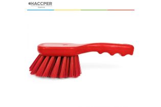 Щетка HACCPER с короткой ручкой для мытья и оттирки, жесткая, красная